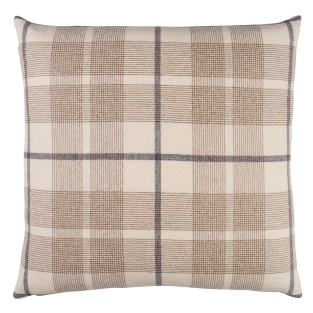 Schumacher Neutral 18" x 18" Montana Wool Plaid Pillow