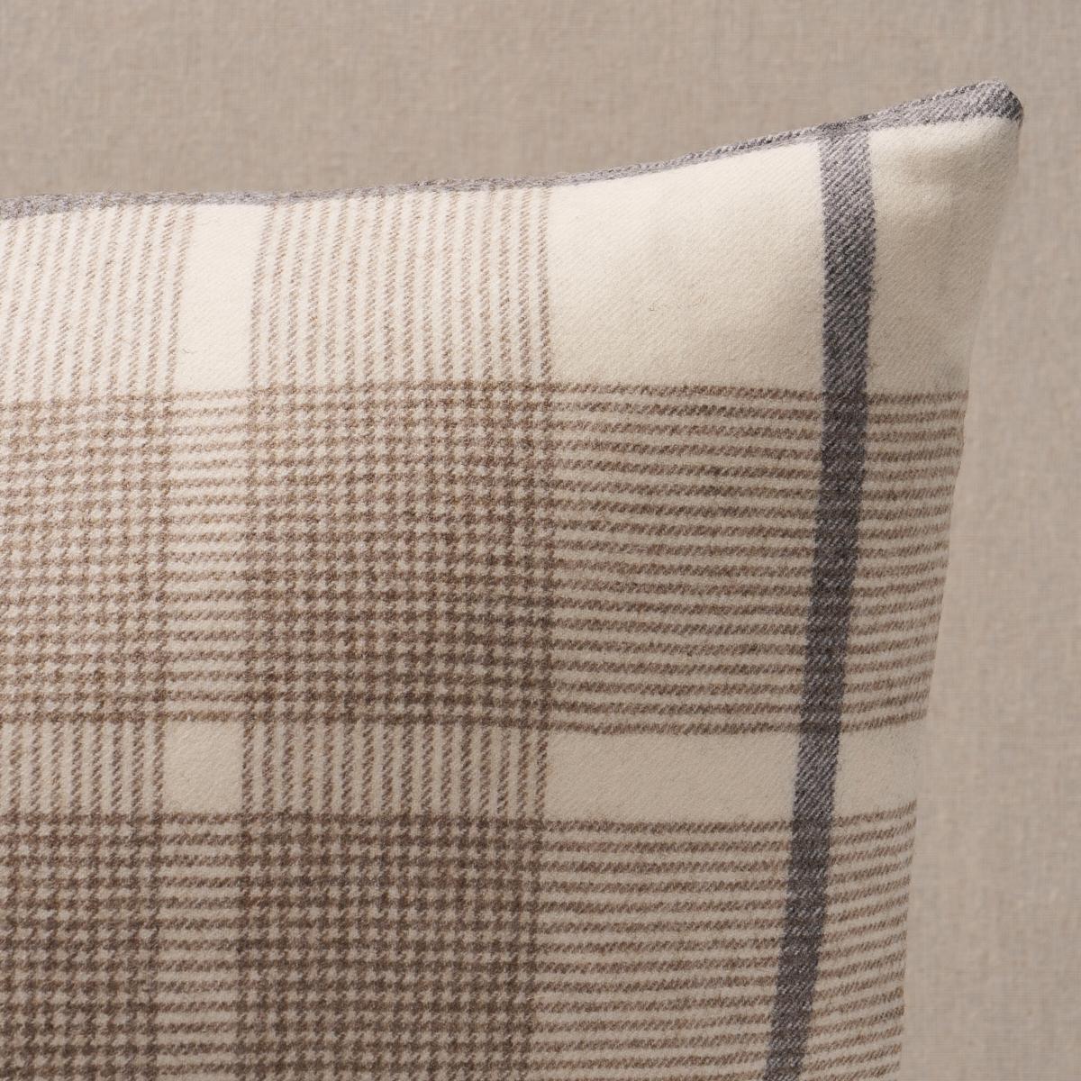 Schumacher Neutral 18" x 18" Montana Wool Plaid Pillow