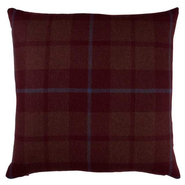Schumacher Burgundy 18" x 18" Montana Wool Plaid Pillow