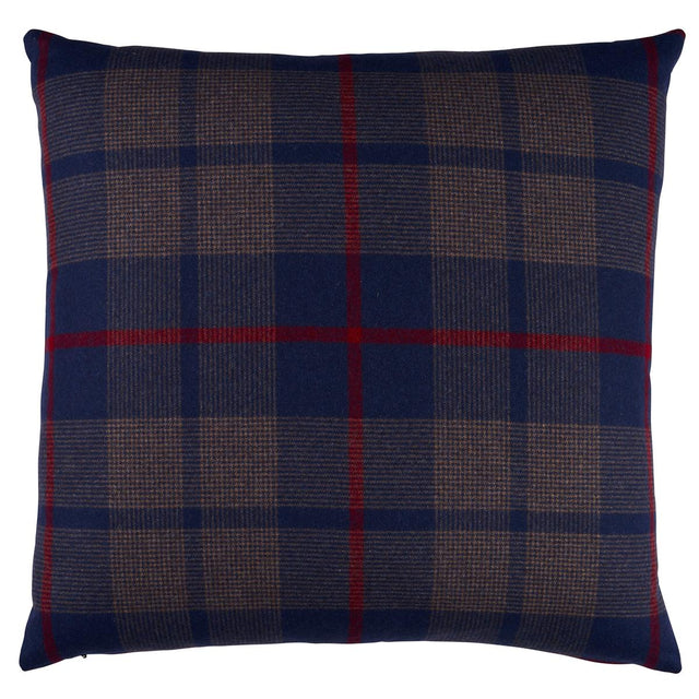 Schumacher Navy 18" x 18" Montana Wool Plaid Pillow