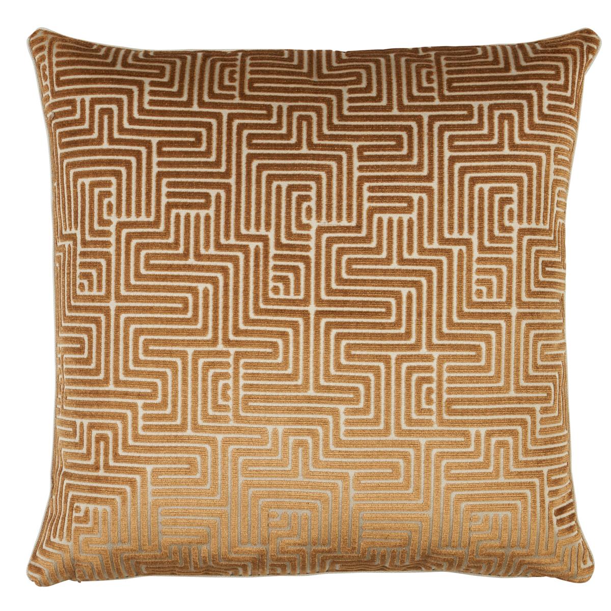 Schumacher Gold 18" x 18" Lisboa Velvet Pillow
