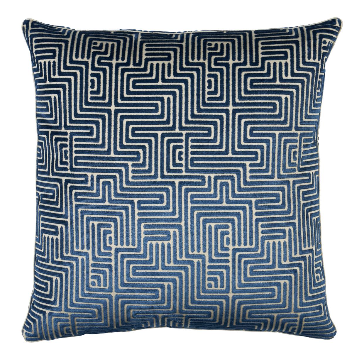 Schumacher Midnight Blue 18" x 18" Lisboa Velvet Pillow