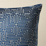 Schumacher Midnight Blue 18" x 18" Lisboa Velvet Pillow