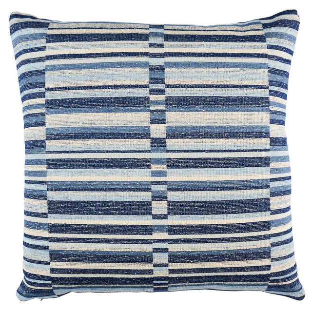 Schumacher Blue 18" x 18" Tierra Stripe Pillow