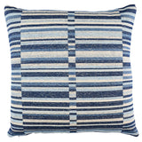 Schumacher Blue 22" x 22" Tierra Stripe Pillow