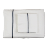 Ann Gish White/Charcoal King Silk Trim Sheet Set