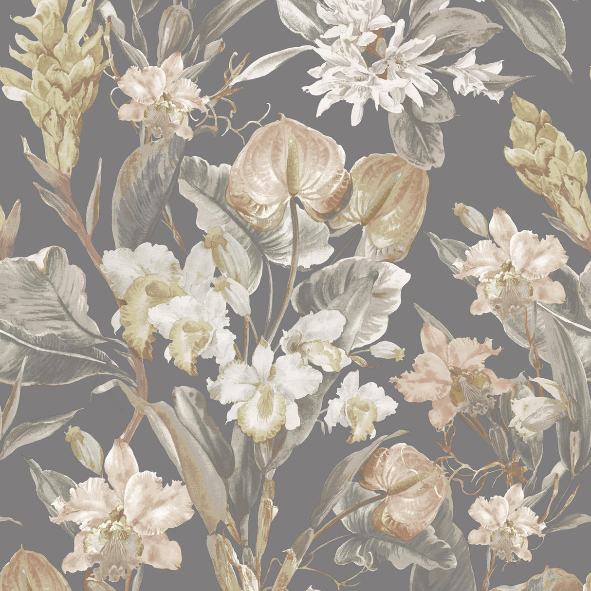JF Fabrics 8202 Black/White/Bronze (22) Wallpaper
