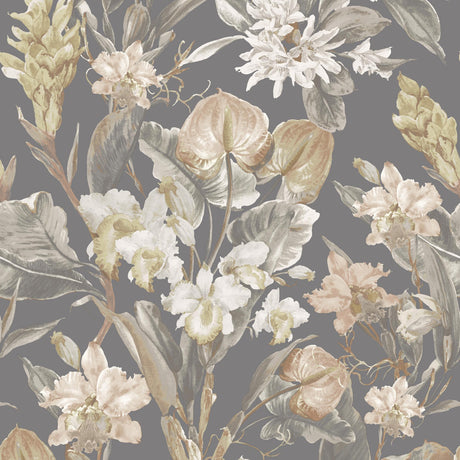 JF Fabrics 8202 Black/White/Bronze (22) Wallpaper