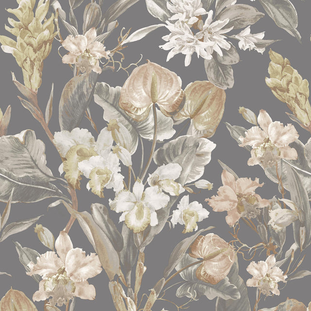 JF Fabrics 8202 Black/White/Bronze (42) Wallpaper