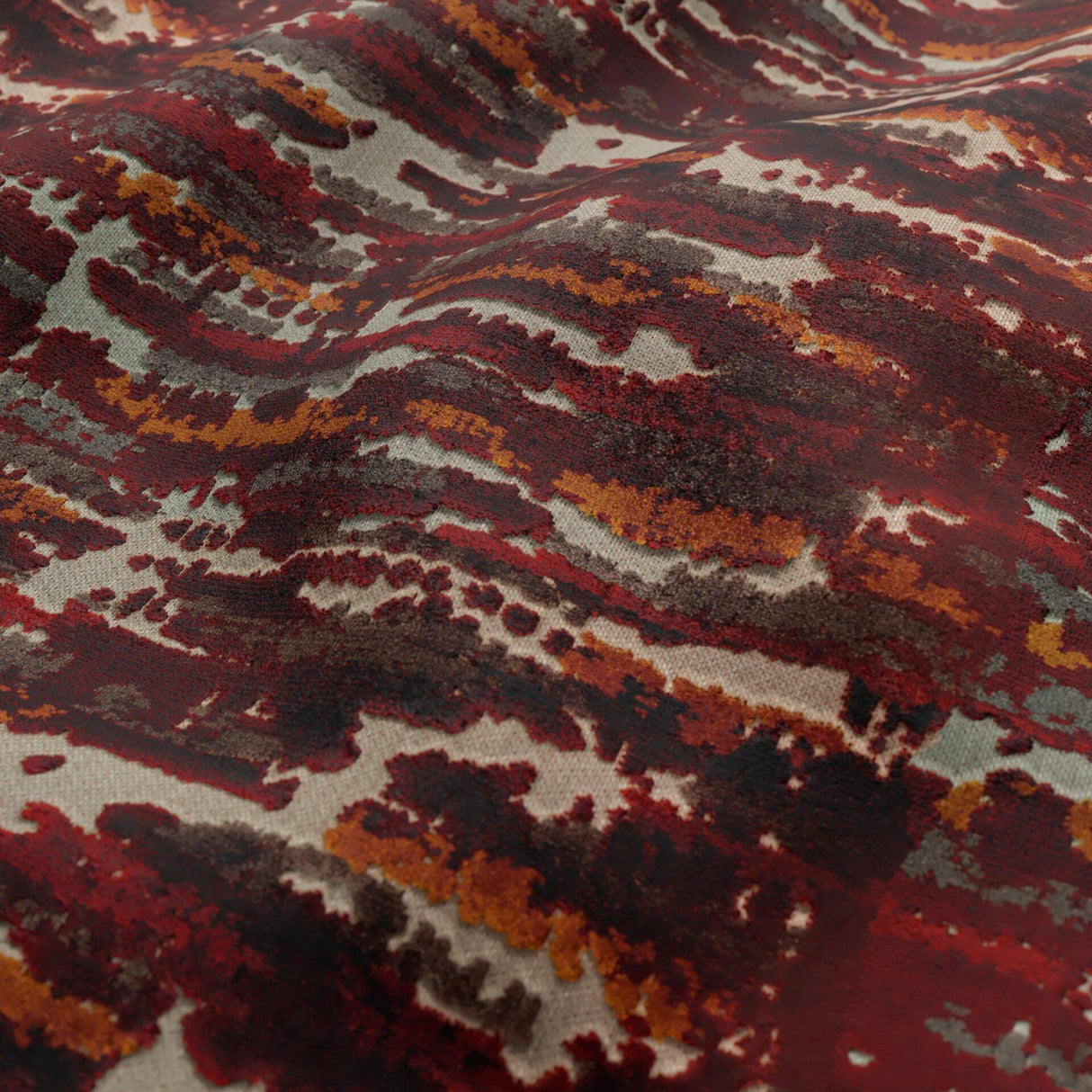 JF Fabrics CLUB Red/Gold/Grey/Beige (47) Upholstery Fabric