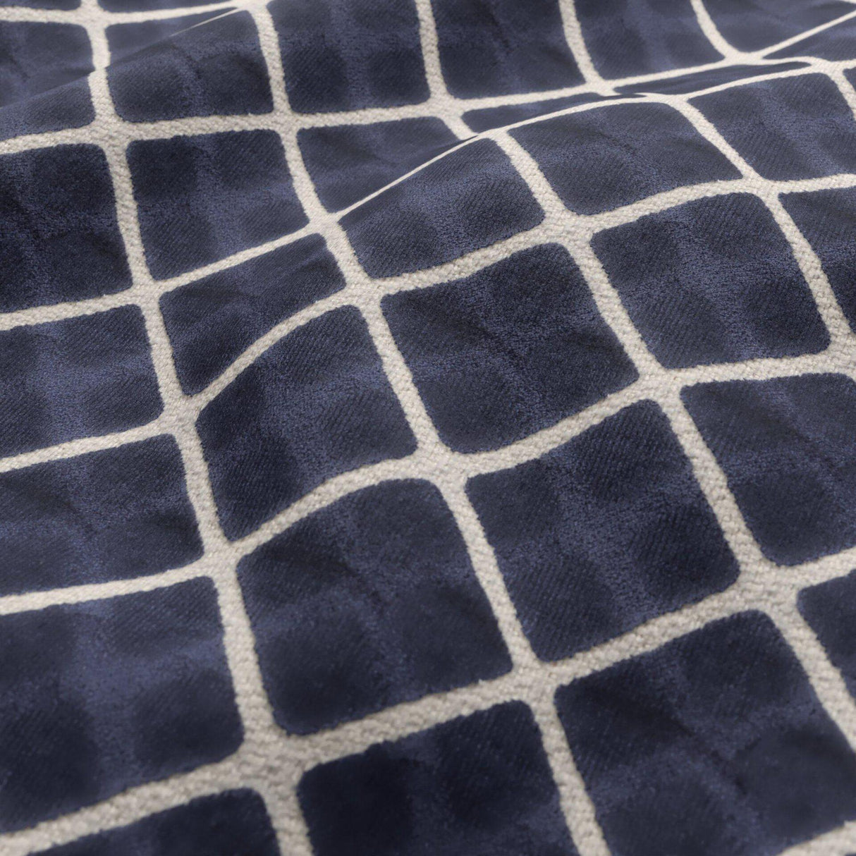 JF Fabrics DIAMOND Navy Blue/Cream (68) Upholstery Fabric