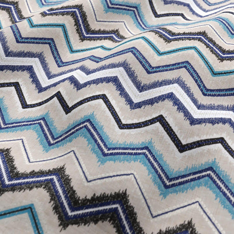 JF Fabrics FIN White/Beige/Turquoise/Navy/Black (69) Fabric