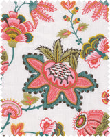 MindTheGap MIDSUMMER FLORAL Embroidered Natural Fabric Fabric