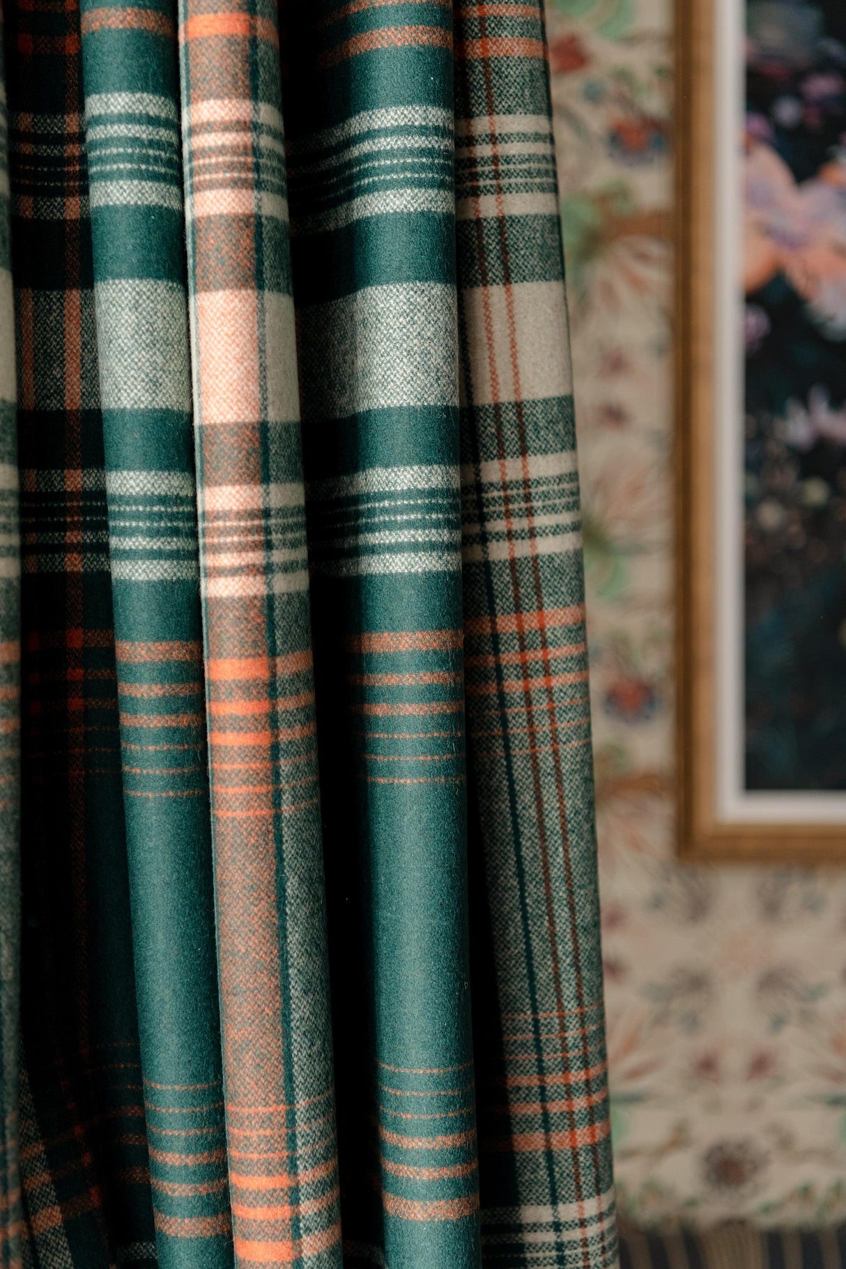 MindTheGap MONTEREY PLAID Green Woven Fabric Natural Fabric Fabric