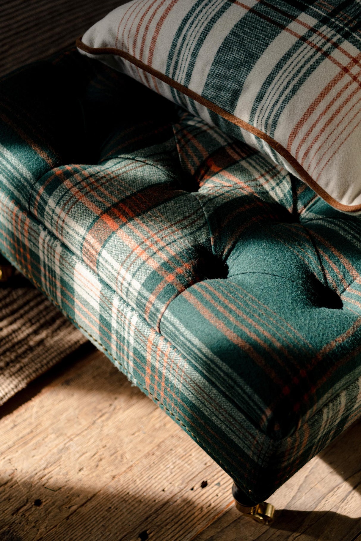 MindTheGap MONTEREY PLAID Green Woven Fabric Natural Fabric Fabric