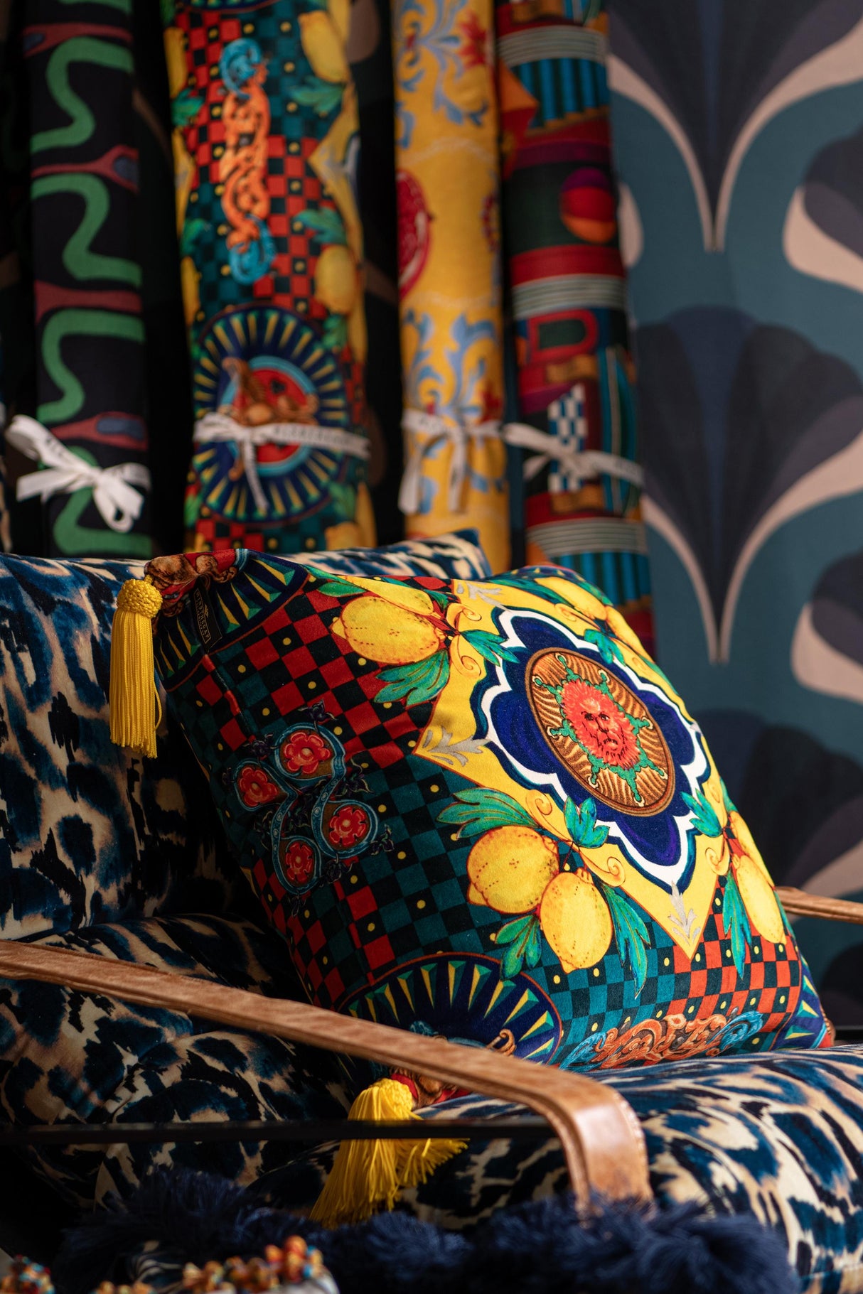 MindTheGap AMALFI Blue Velvet Fabric