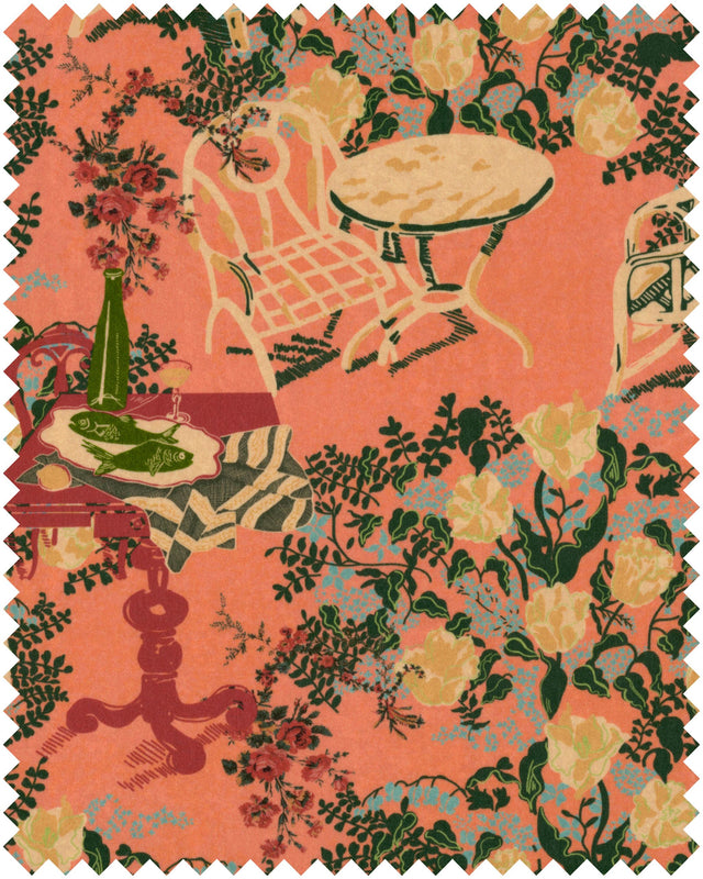 MindTheGap LA BRASSERIA Salmon Velvet Fabric