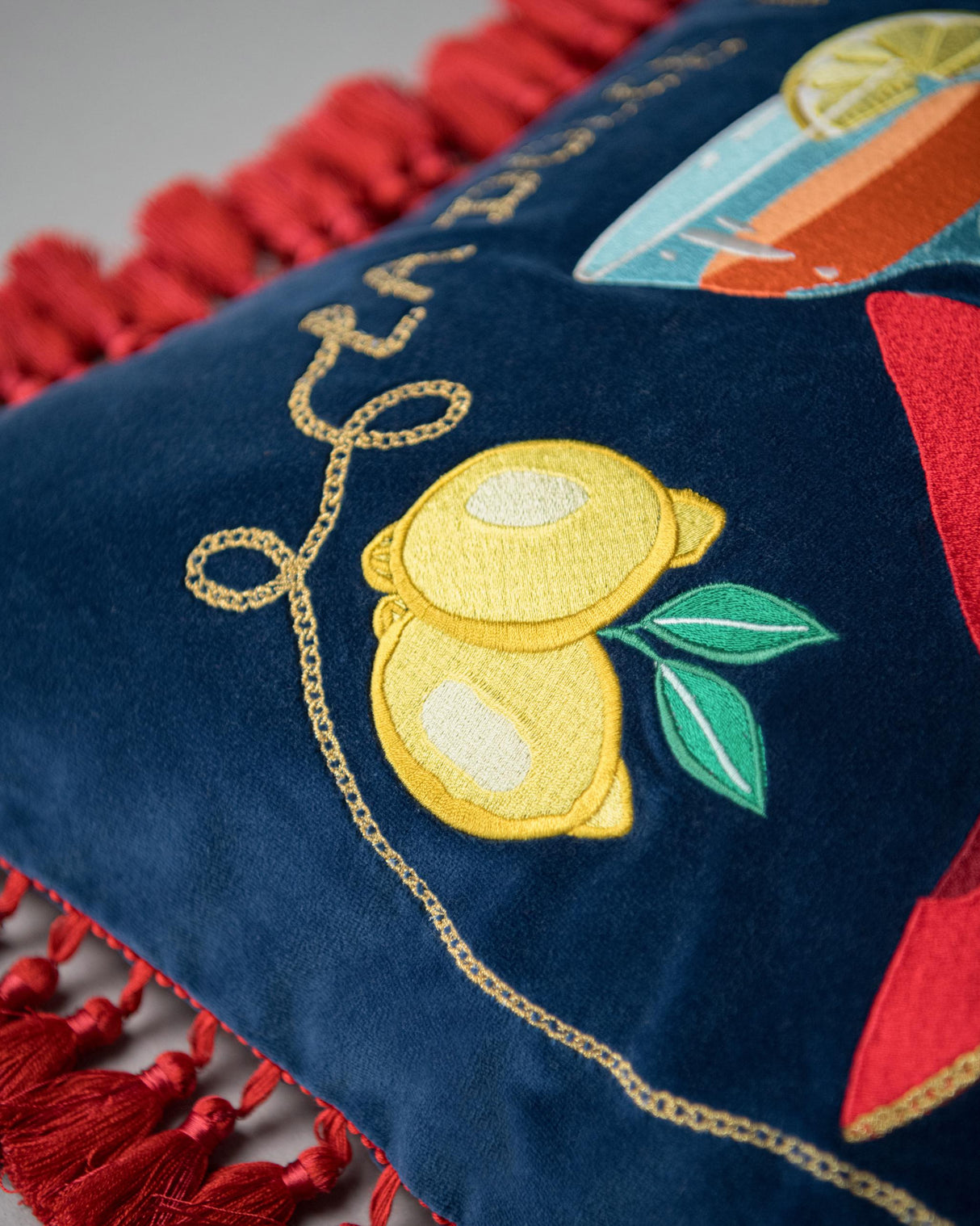 MindTheGap LA DOLCE VITA Embroidered Velvet Cushion Cushions Pillow