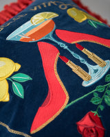 MindTheGap LA DOLCE VITA Embroidered Velvet Cushion Cushions Pillow