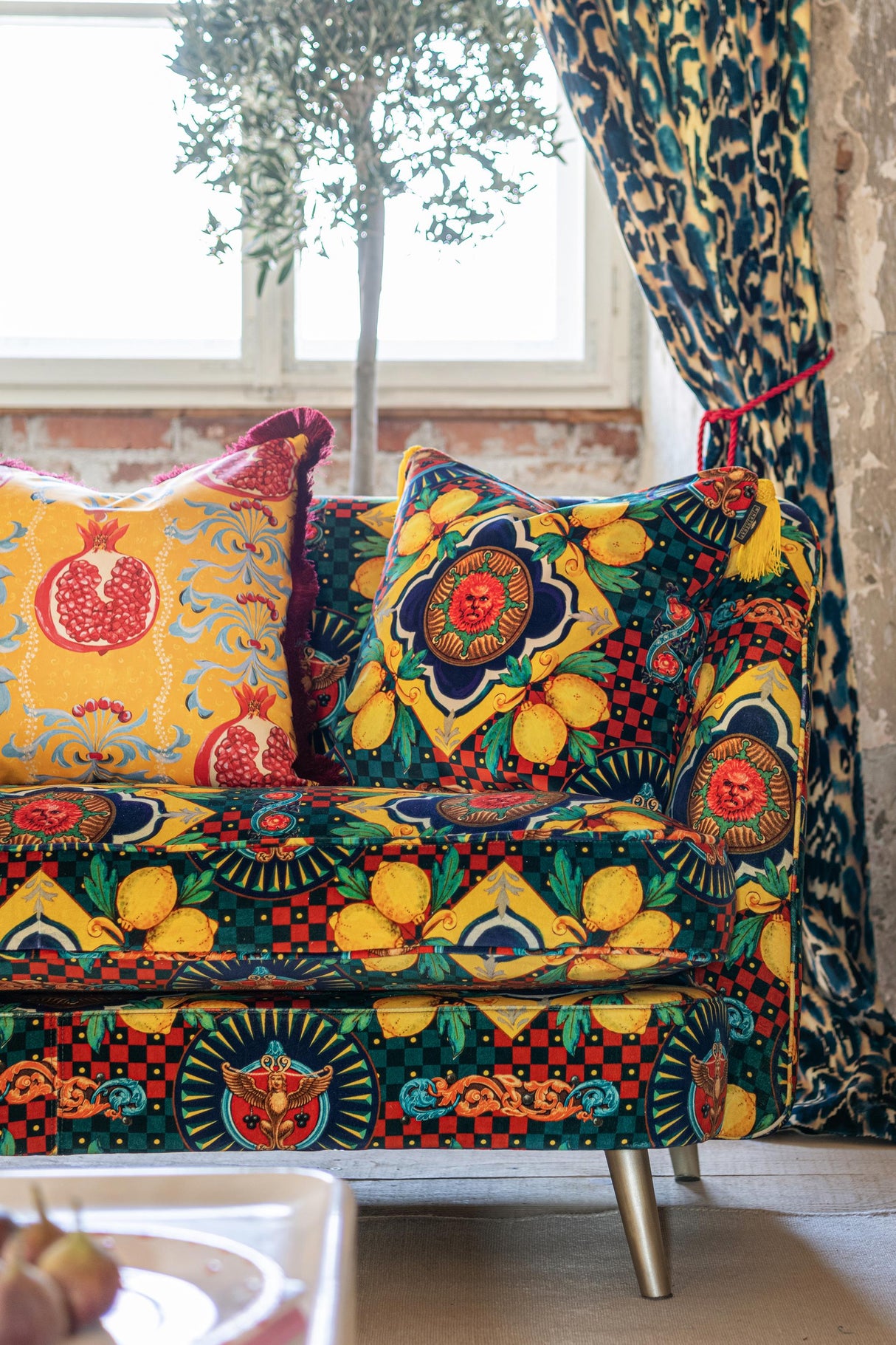 MindTheGap AMALFI Blue Velvet Cushion Cushions Pillow