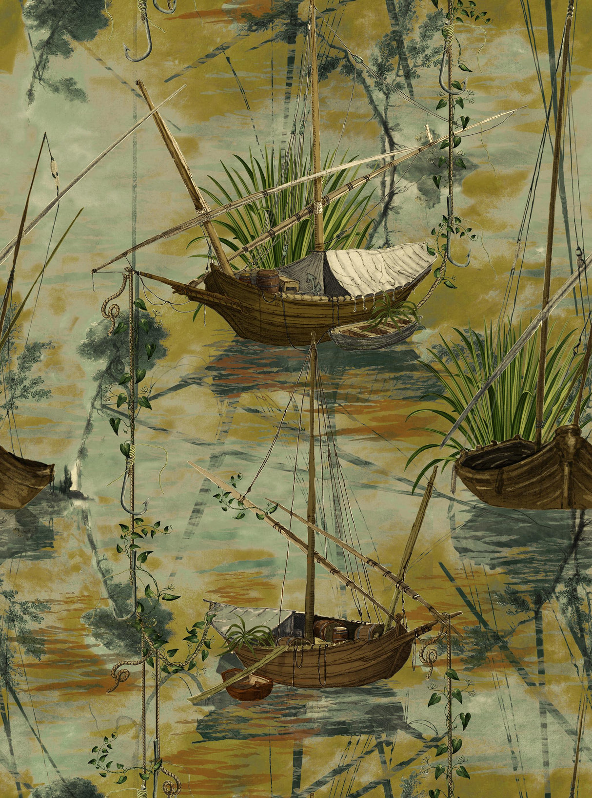 MindTheGap MOORED BOATS Green Bay THE WETLANDS A story of Danube's Delta Wallpaper