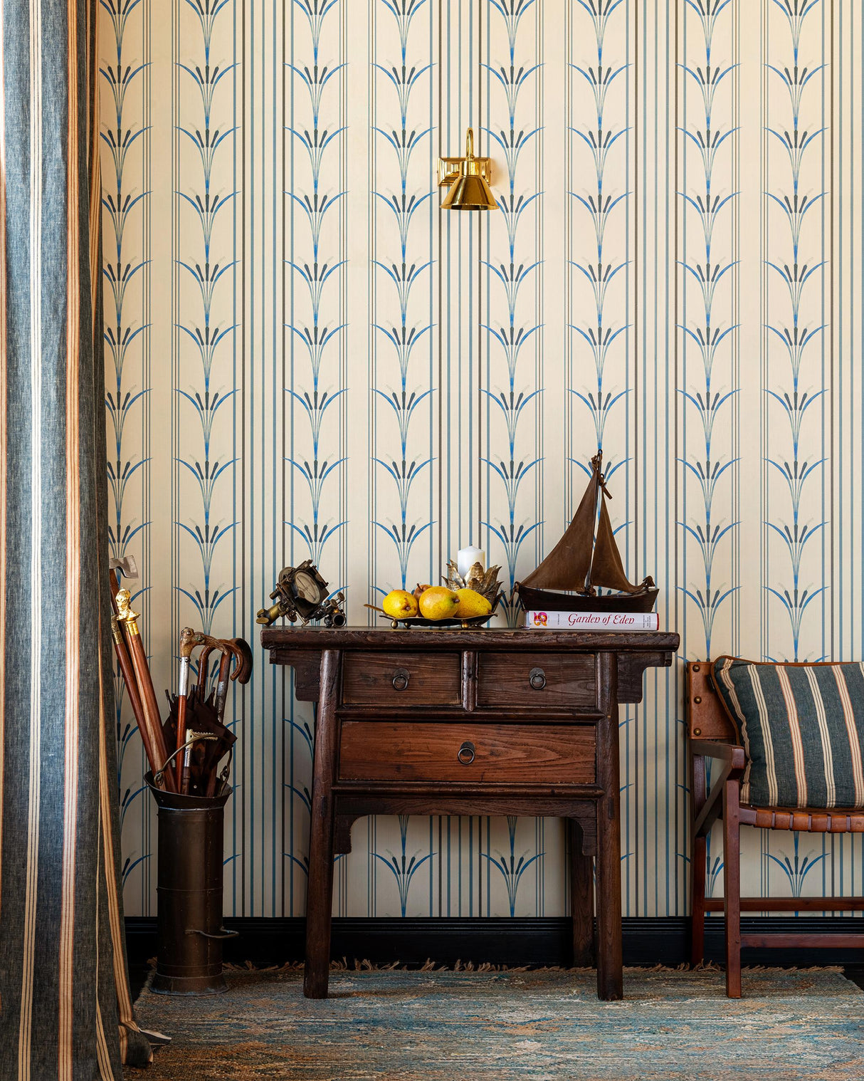 MindTheGap DANUBE STRIPE Blue THE WETLANDS A story of Danube's Delta Wallpaper