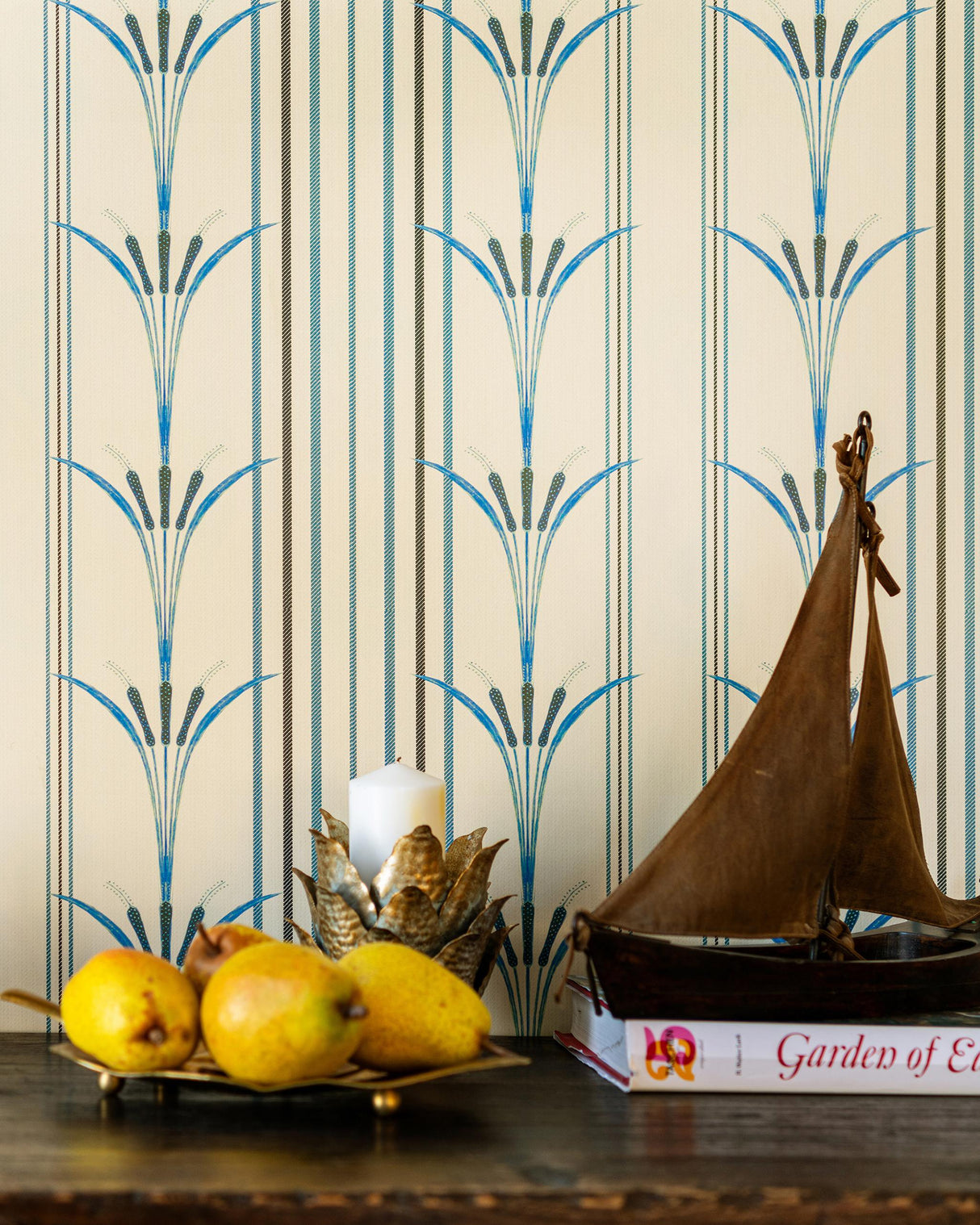 MindTheGap DANUBE STRIPE Blue THE WETLANDS A story of Danube's Delta Wallpaper