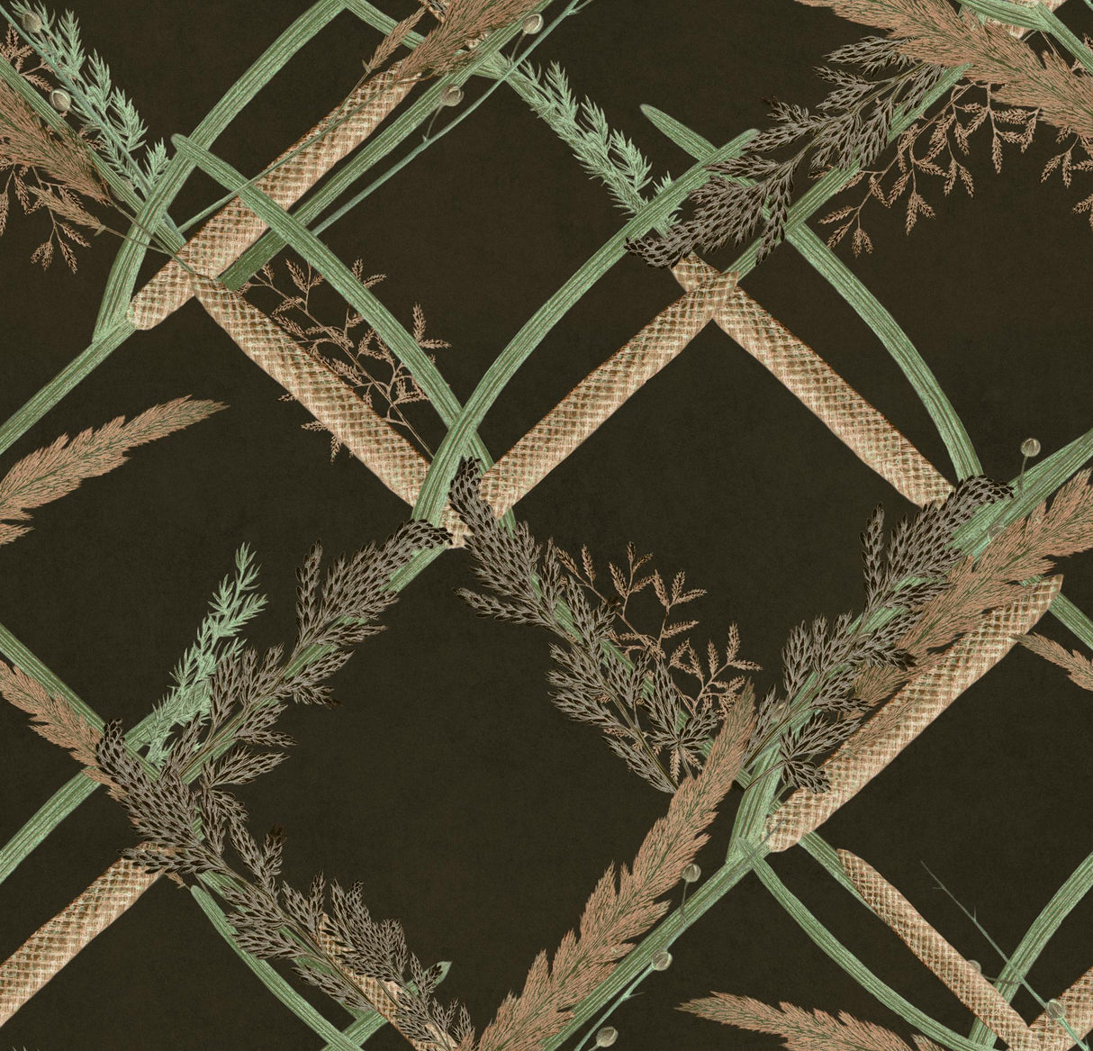 MindTheGap ORNAMENTAL REED Anthracite THE WETLANDS A story of Danube's Delta Wallpaper