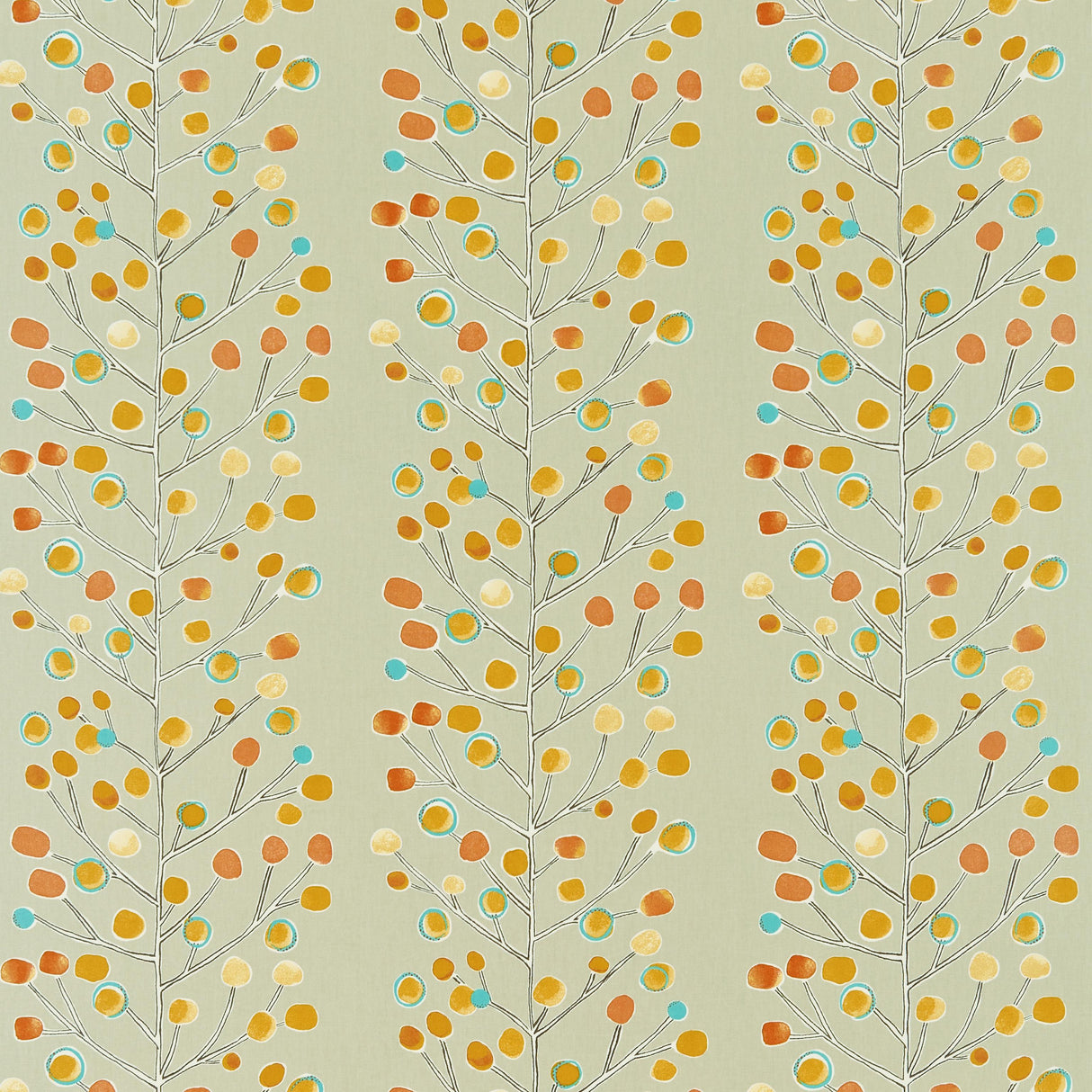 Scion BERRY TREE NEUTRAL/TANGERINE Drapery Fabric