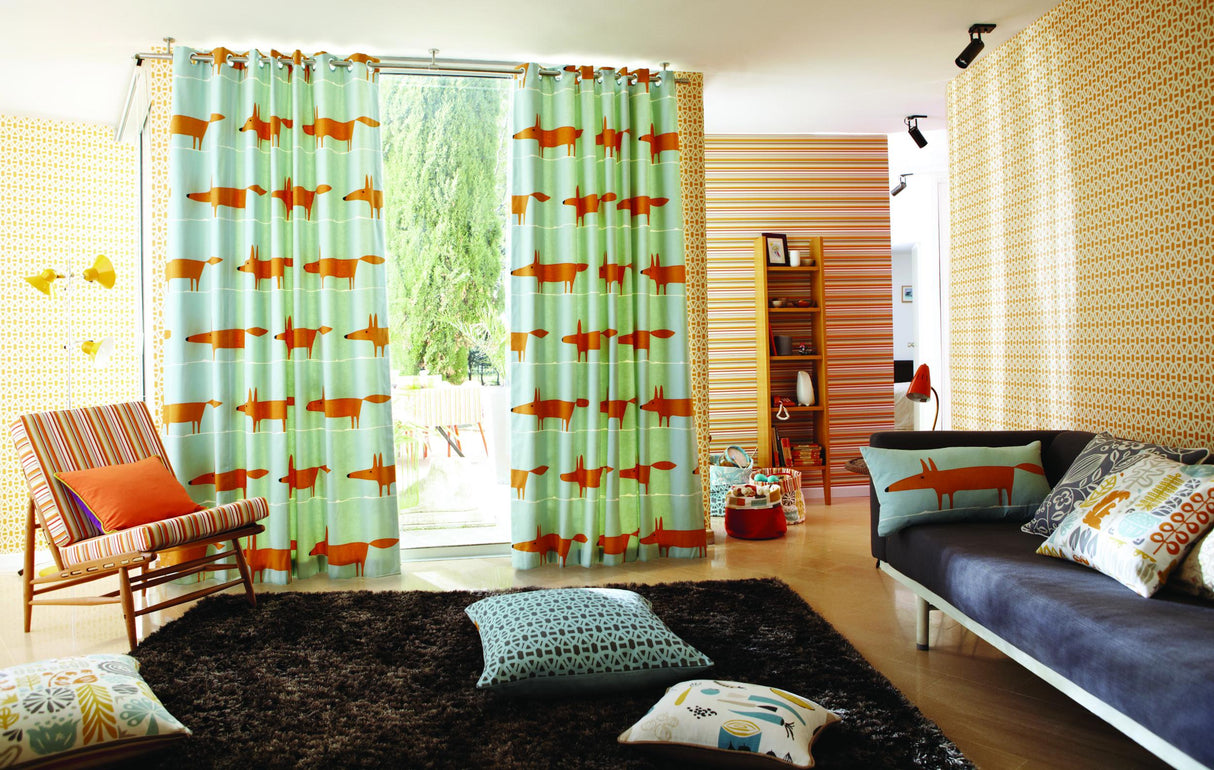 Scion MR FOX SKY/TANGERINE Drapery Fabric