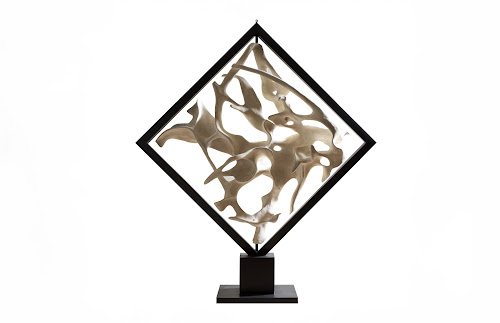 Phillips Collection Cast Revolving Diamond Sculpture Faux Bleached Accent