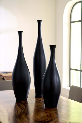 Phillips Collection Trumpet , Large Matte Black Vase