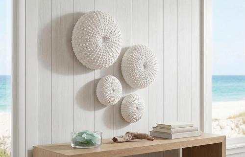 Phillips Collection Sea Urchin , Set Of 4 Off White Wall Art