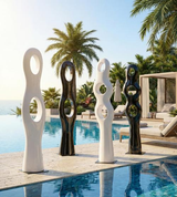 Phillips Collection Triple Circle Sculpture Gel Coat White Accent