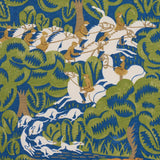 Schumacher Margaret Schloeman'S Fox Chase Navy & Green Fabric