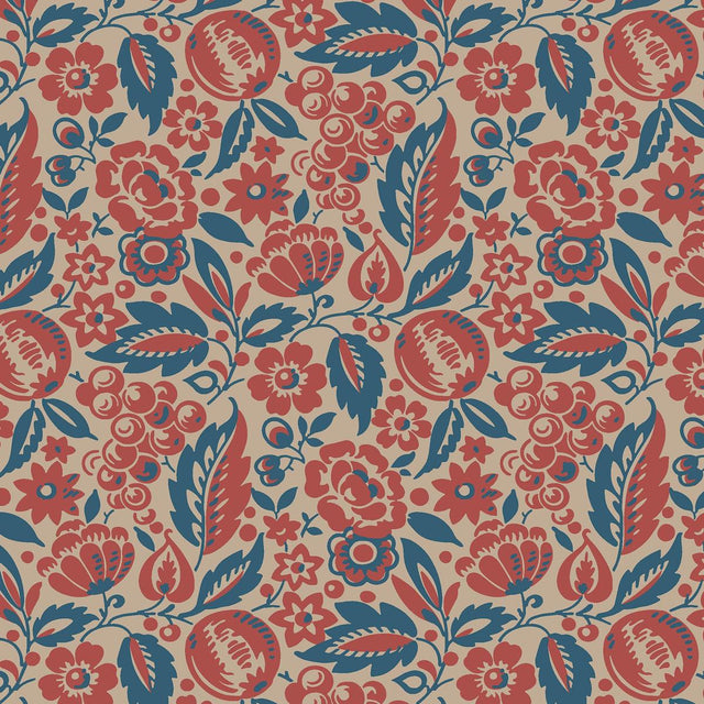 Borastapeter Elise Red And Blue Wallpaper