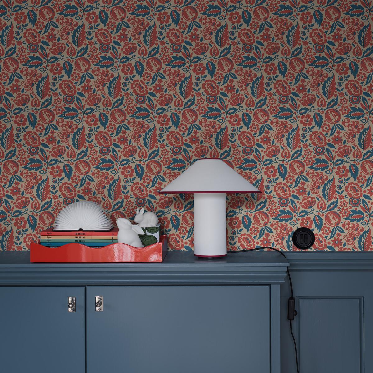 Borastapeter Elise Red And Blue Wallpaper