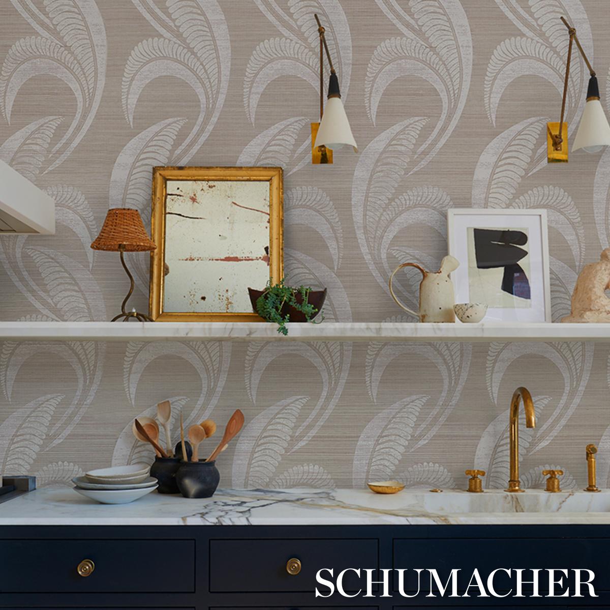 Schumacher Banana Leaf Sisal Silver Wallpaper
