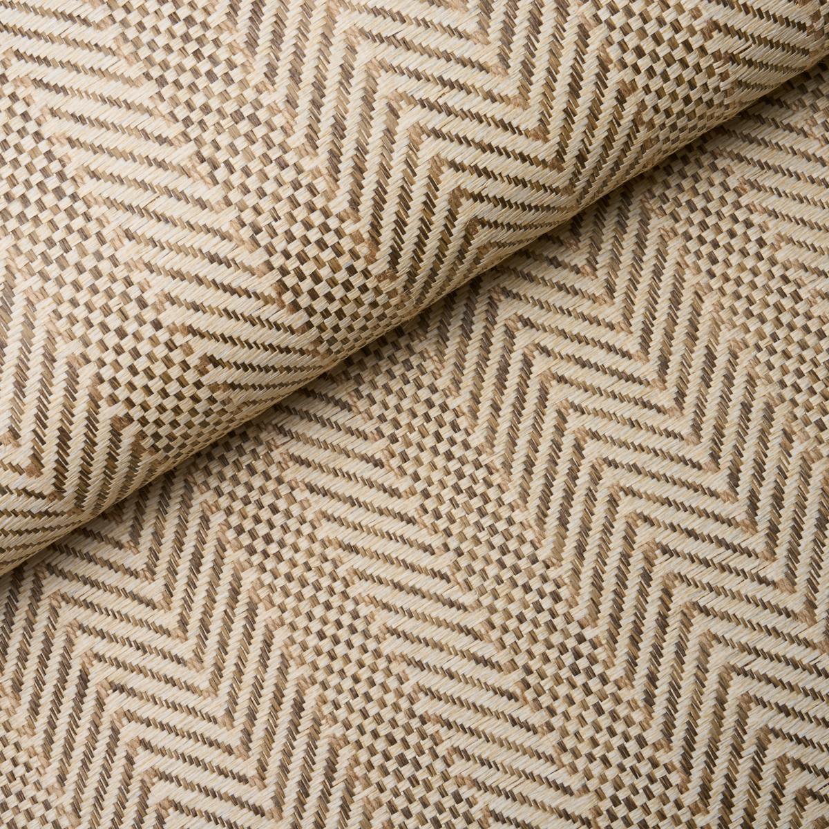 Schumacher Zig Zag Paperweave Flax Wallpaper