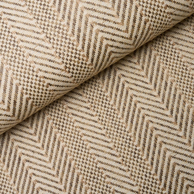 Schumacher Zig Zag Paperweave Flax Wallpaper