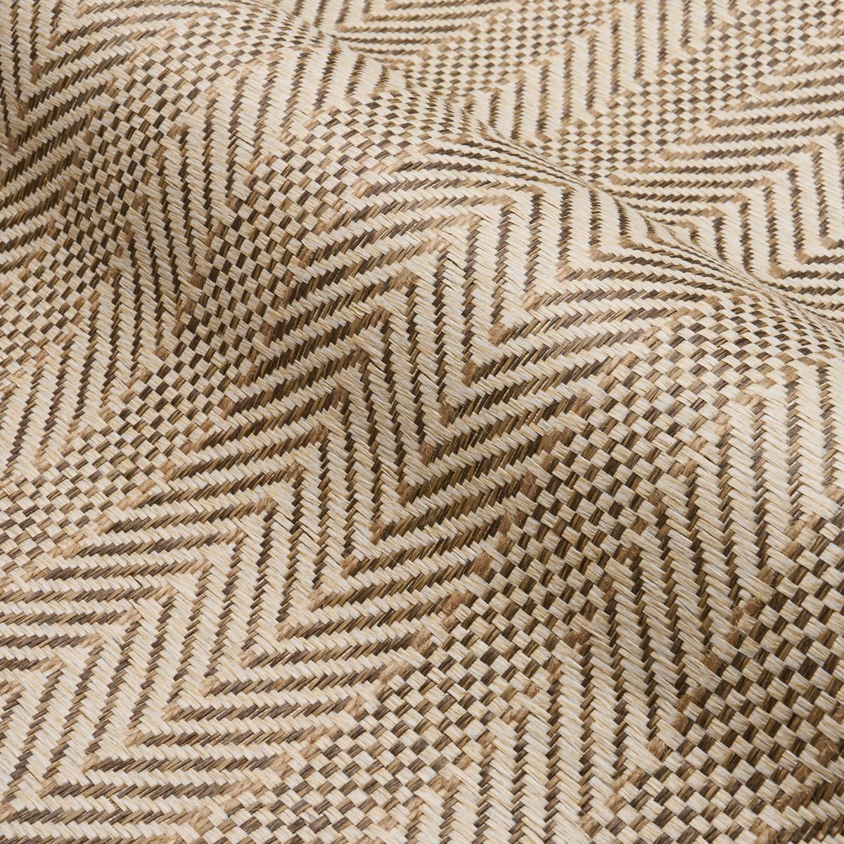 Schumacher Zig Zag Paperweave Flax Wallpaper