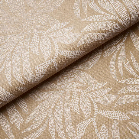 Schumacher Tayrona Palm Mosaic Sisal Playa Dorada Sand Wallpaper