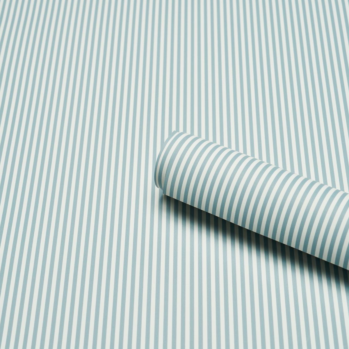 Schumacher Emma Stripe Narrow Chambray Wallpaper