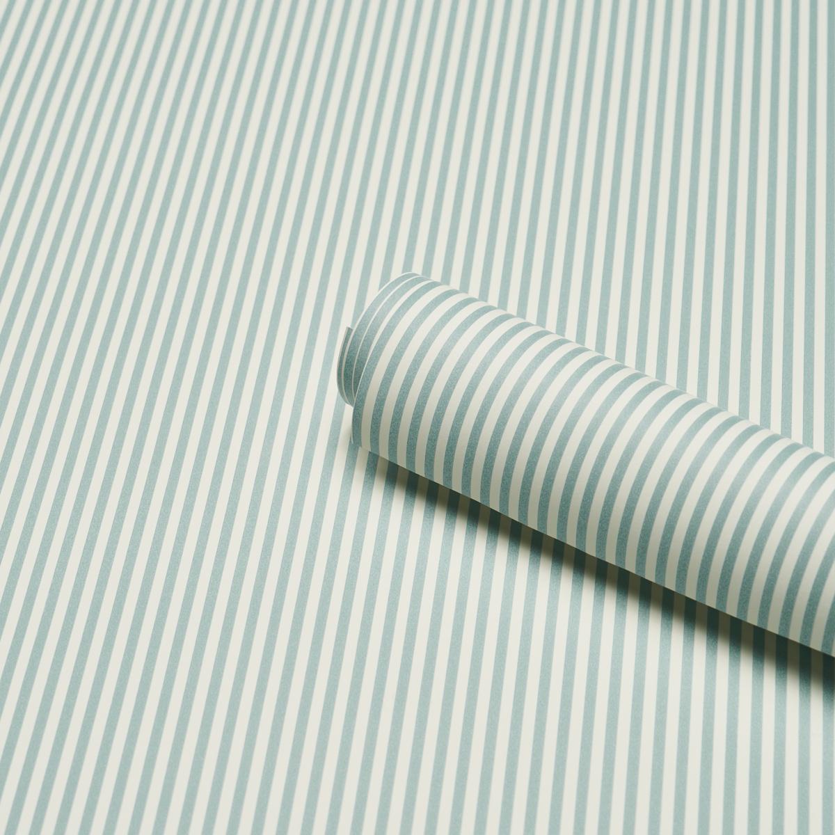 Schumacher Emma Stripe Narrow Aqua Wallpaper