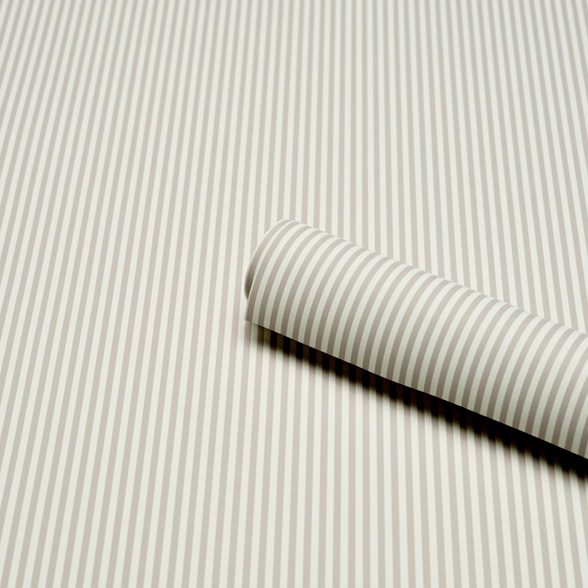 Schumacher Emma Stripe Narrow Stone Wallpaper