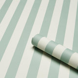Schumacher Emma Stripe Seaglass Wallpaper