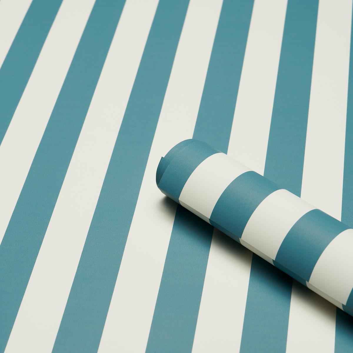 Schumacher Emma Stripe Azure Wallpaper