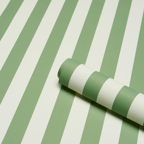 Schumacher Emma Stripe Apple Green Wallpaper