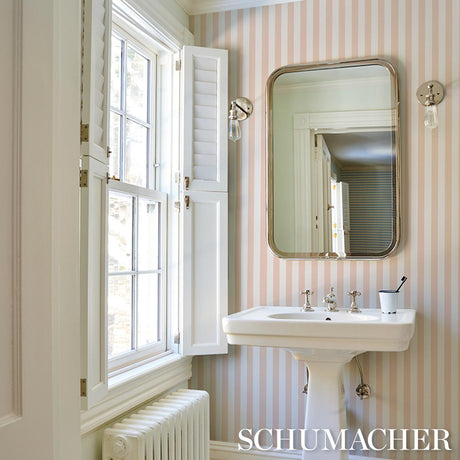 Schumacher Emma Stripe Blush Wallpaper