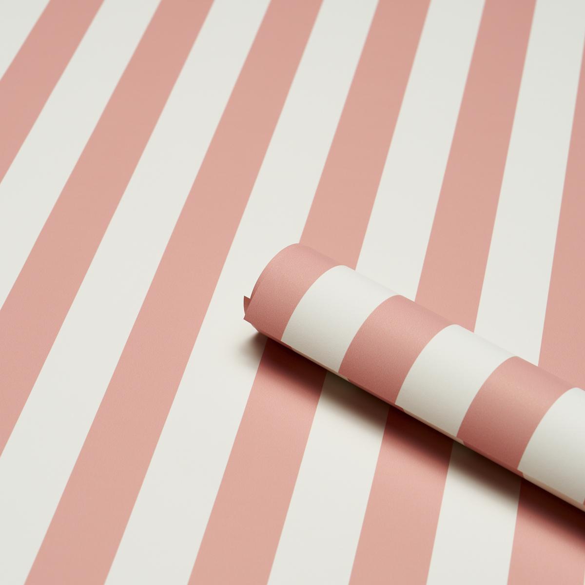 Schumacher Emma Stripe Coral Wallpaper